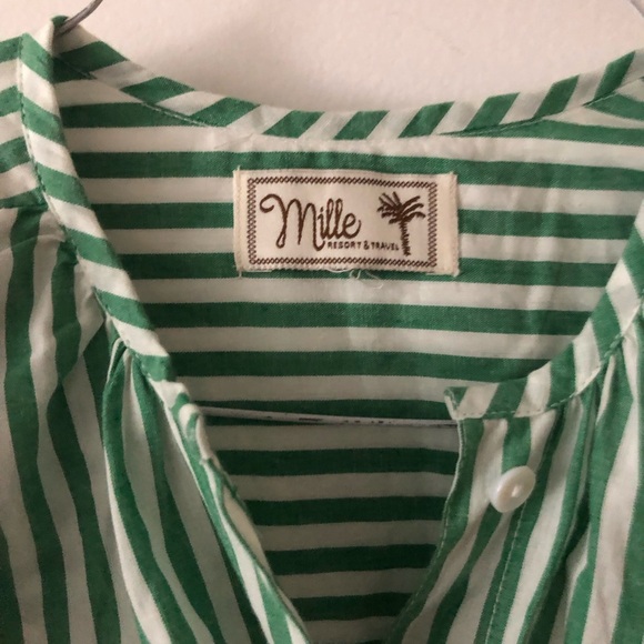 Mille Florian Top Blouse in Kelly Stripe Green White Size XL Button Up - Picture 4 of 16